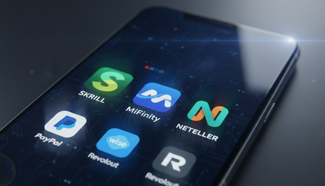 Grafika przedstawiająca cyfrowe portfele elektroniczne na ekranie smartfona